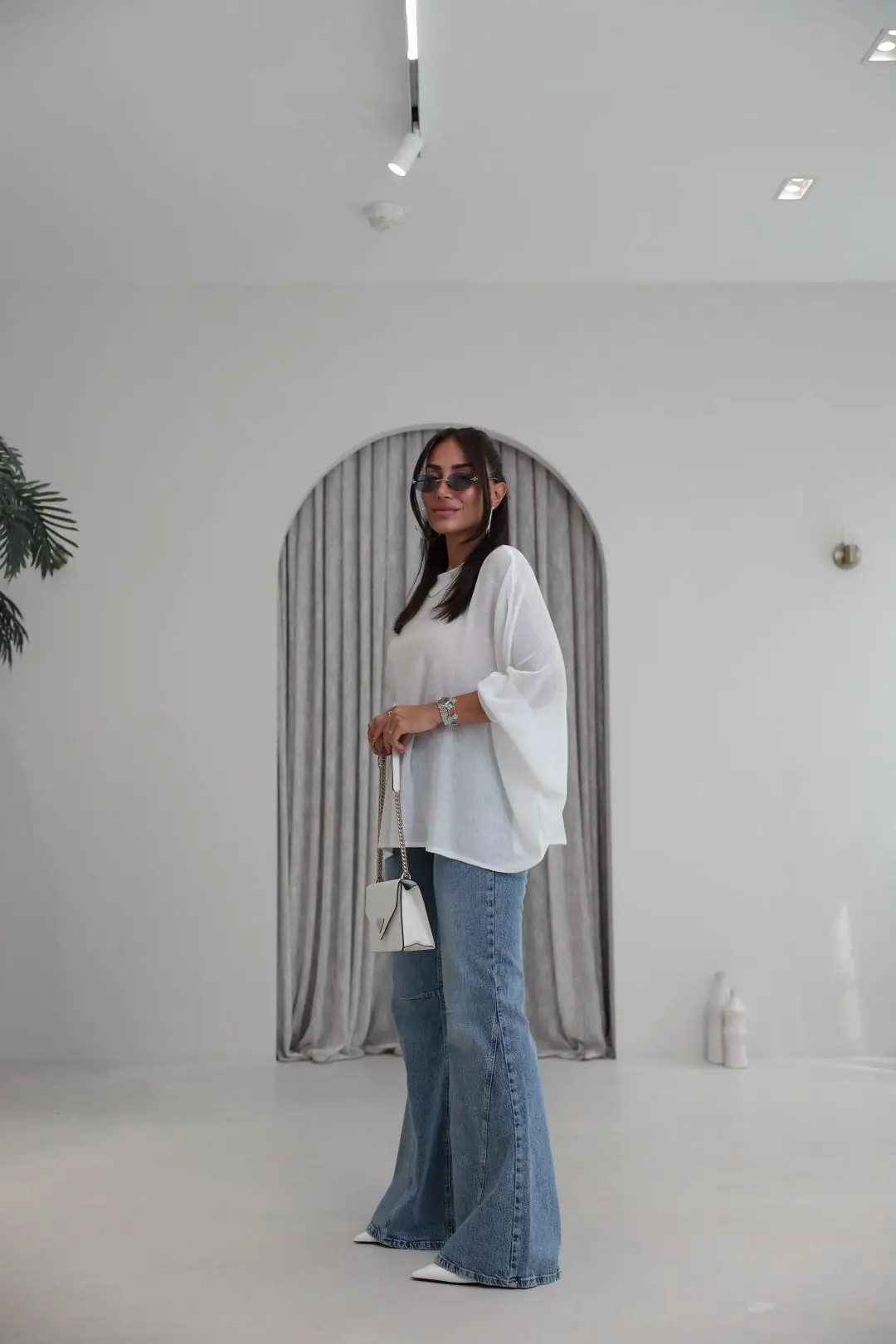 1057 Wide Leg Jean Pantolon MAVİ
