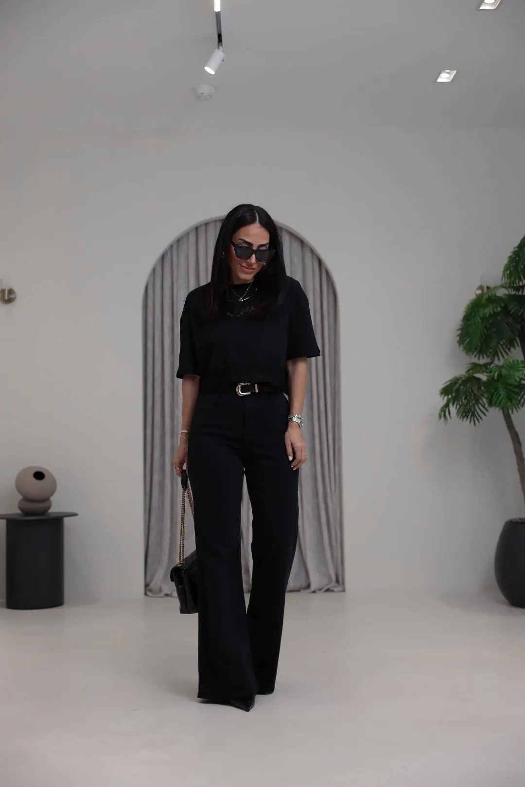 Yüksek Bel Wide Leg Jean KOYU SİYAH