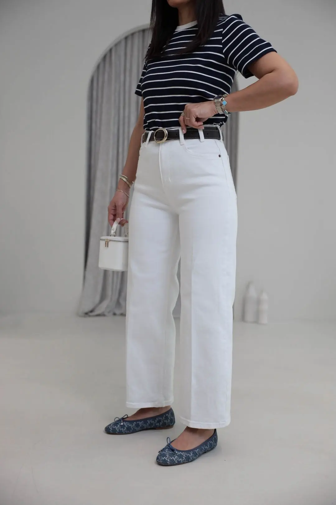 Kemerli Yüksek Bel Culotte Jean EKRU
