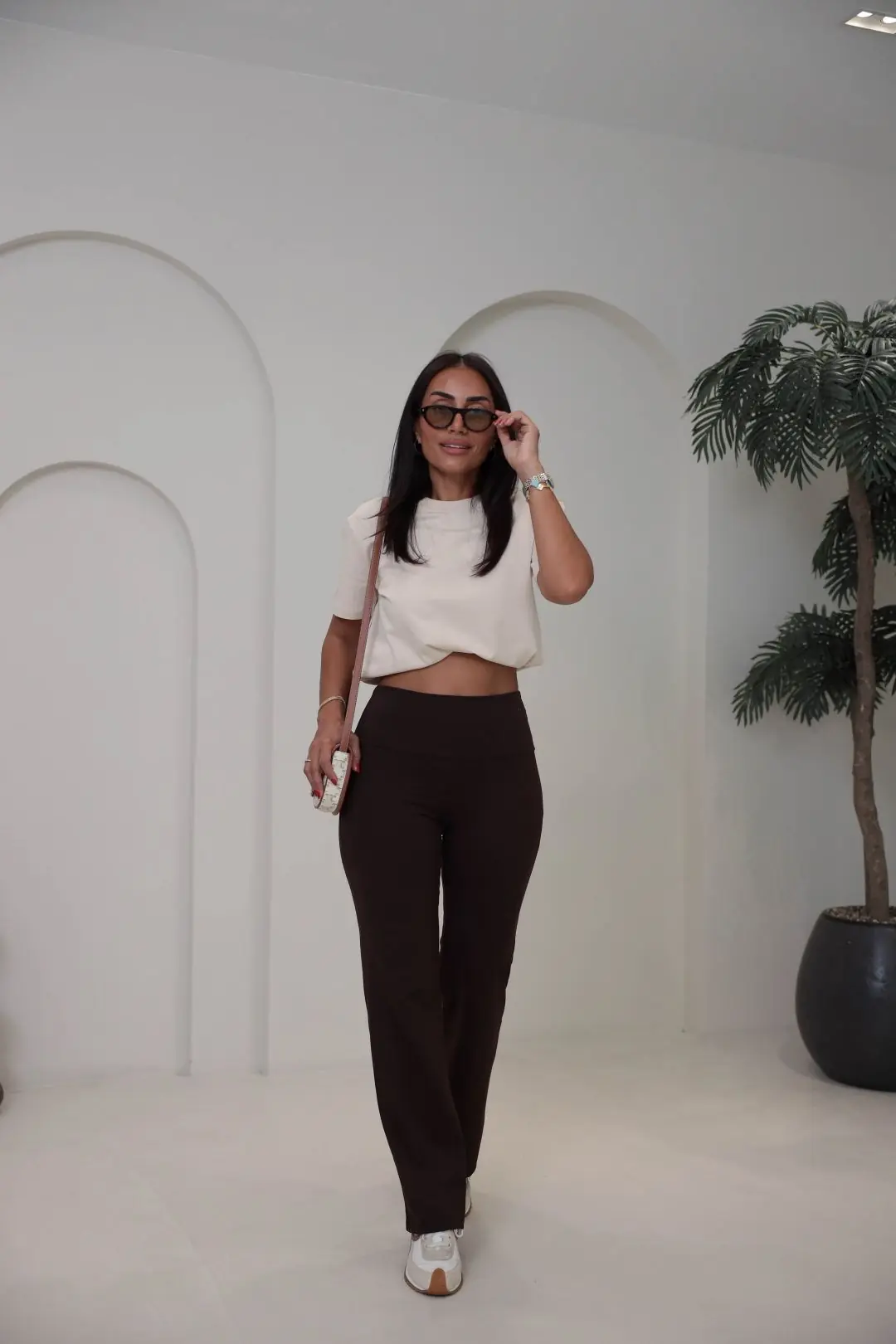 6001 Oys Model Yüksek Bel Flare Pantolon KAHVE