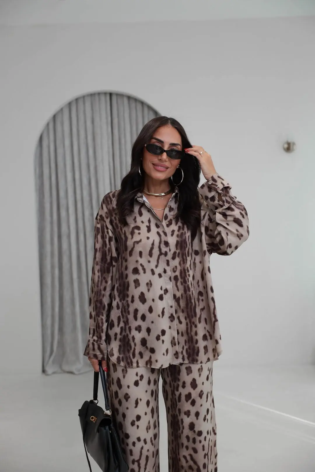 9065 Leopar Desenli Gömlek Pantolon Takım LEOPAR