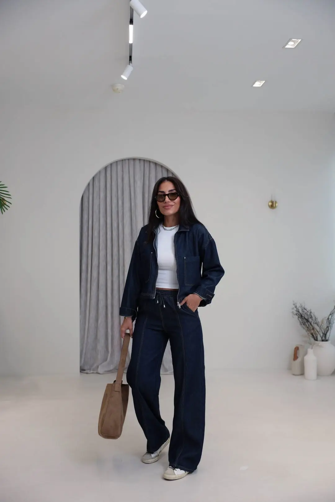 1149 Denim Kumaş Bomber Pantolon Takım LACİVERT