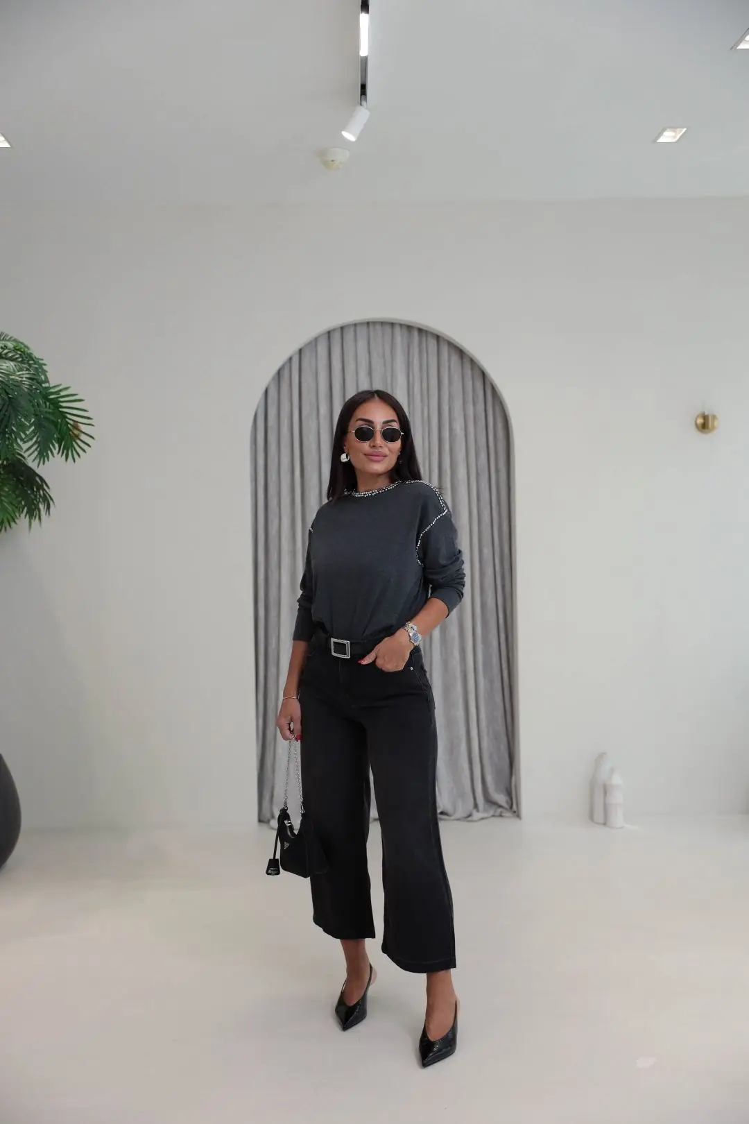1027 Culotte Tencel Kumaş Pantolon ANTRASİT