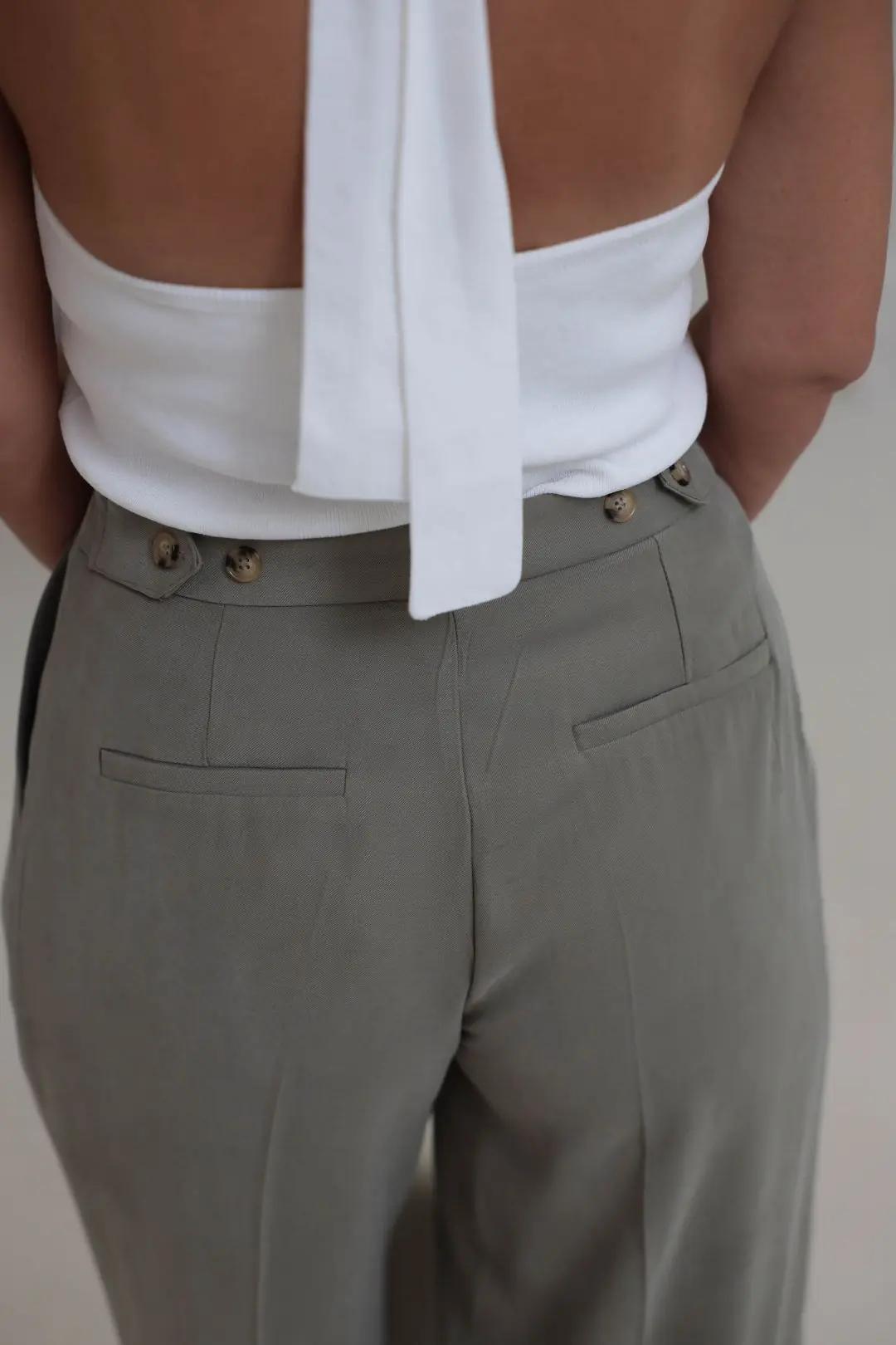 7545 Beli Ayarlanabilir Tencel Pantolon HAKİ YEŞİL