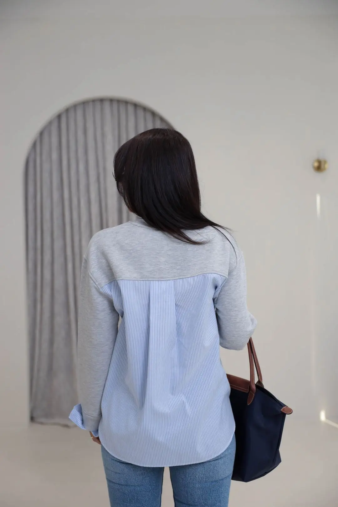 0201 Bisiklet Yaka Gömlek Garnili 3 İplik Sweatshirt GRİ