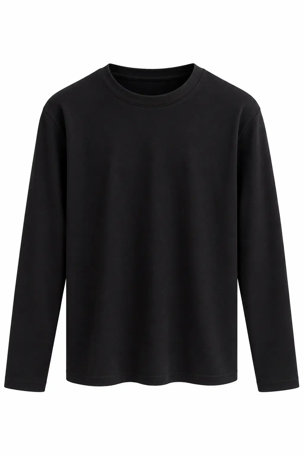 1448 Bisiklet Yaka uzun Kollu Oversize Tshirt SİYAH