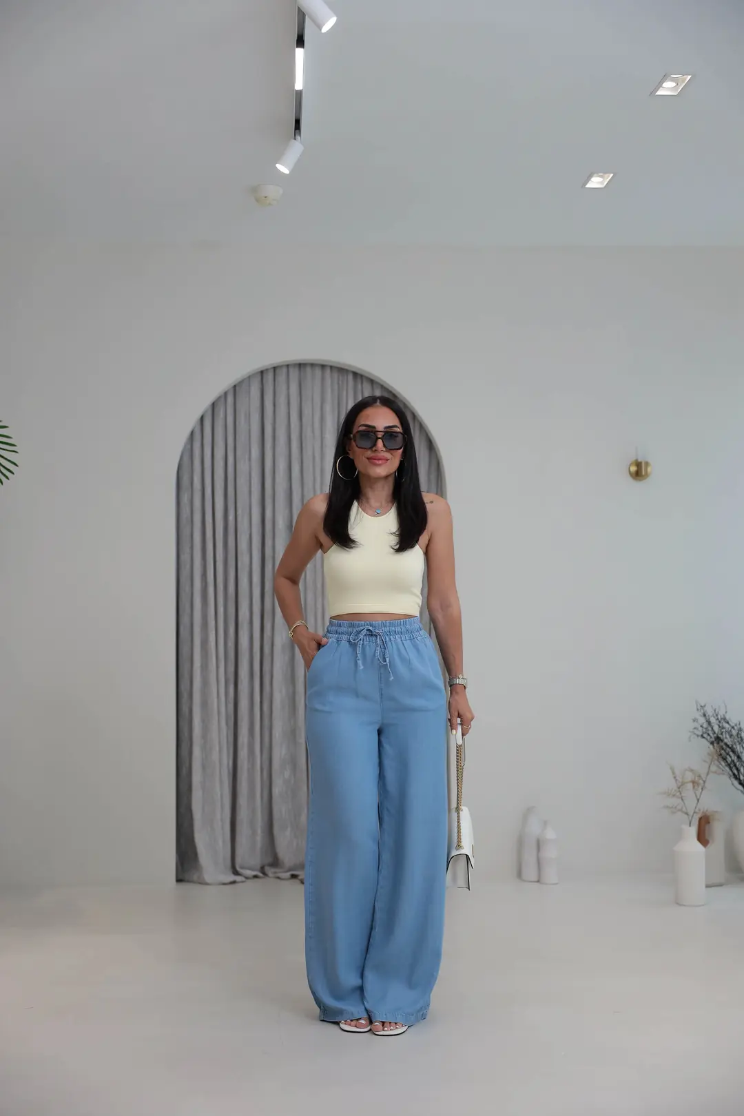 2941 Kolsuz Liyosel Crop Atlet AÇIK SARI