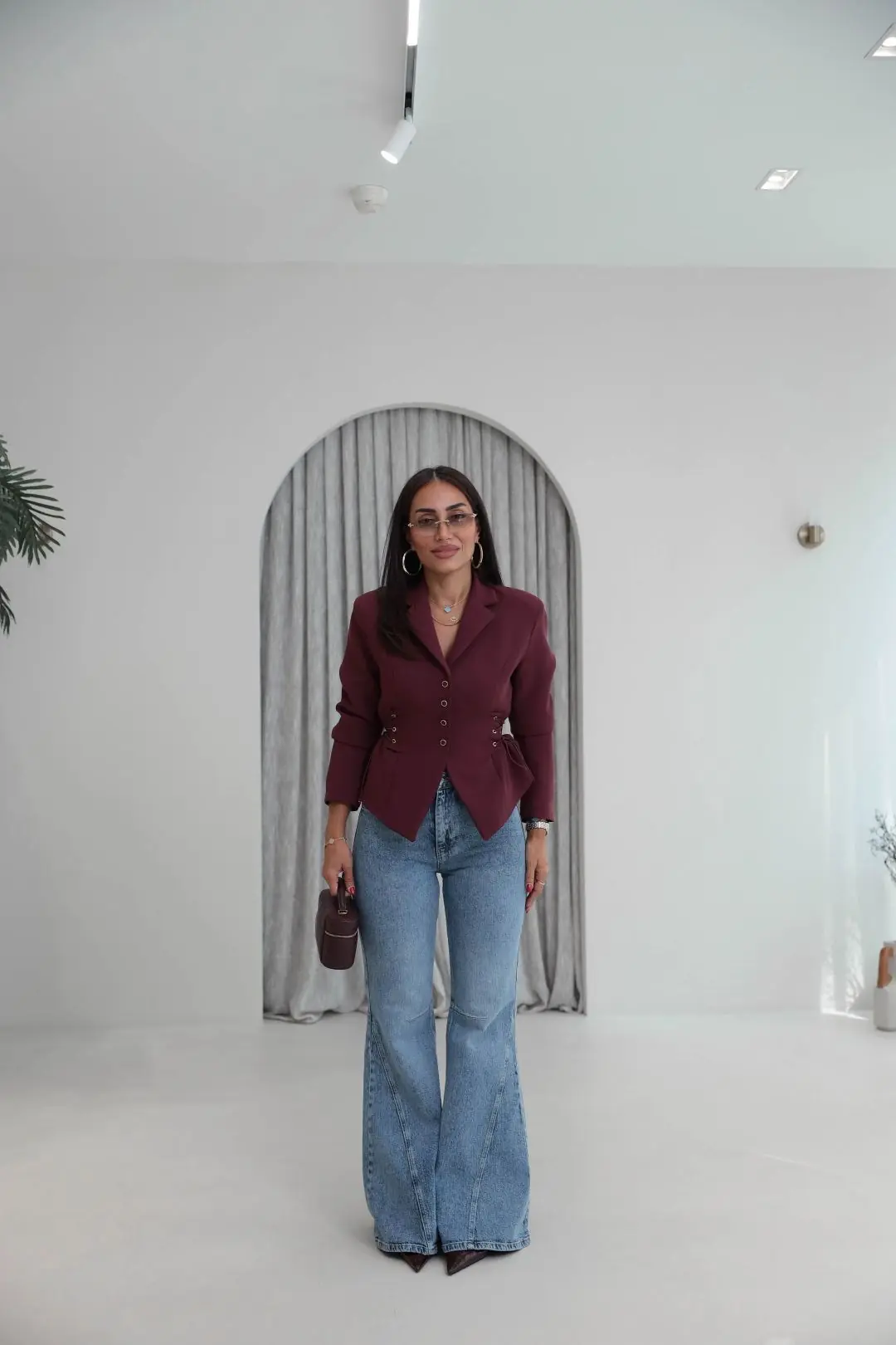 2965 Korse Detaylı Vatkalı Ceket MÜRDÜM