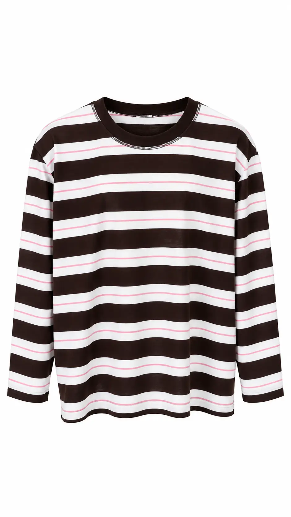 6357 Çizgi Detaylı Yumuşak Kumaş Sweatshirt KAHVE