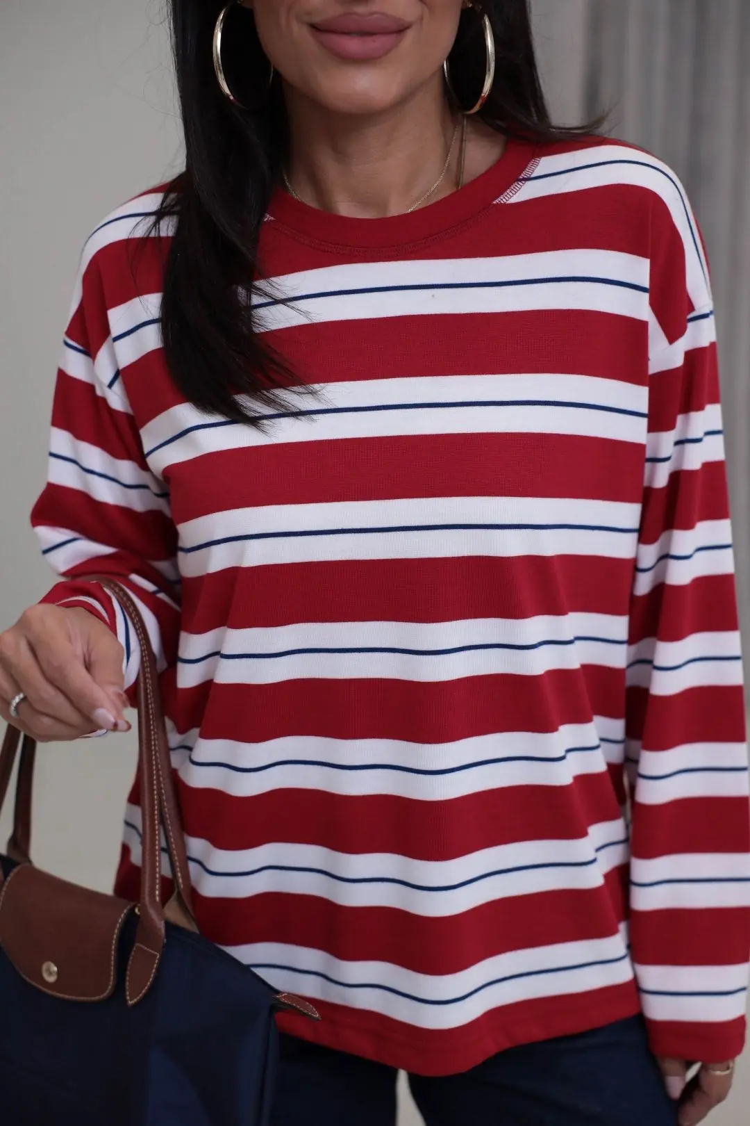 6357 Çizgi Detaylı Yumuşak Kumaş Sweatshirt KIRMIZI