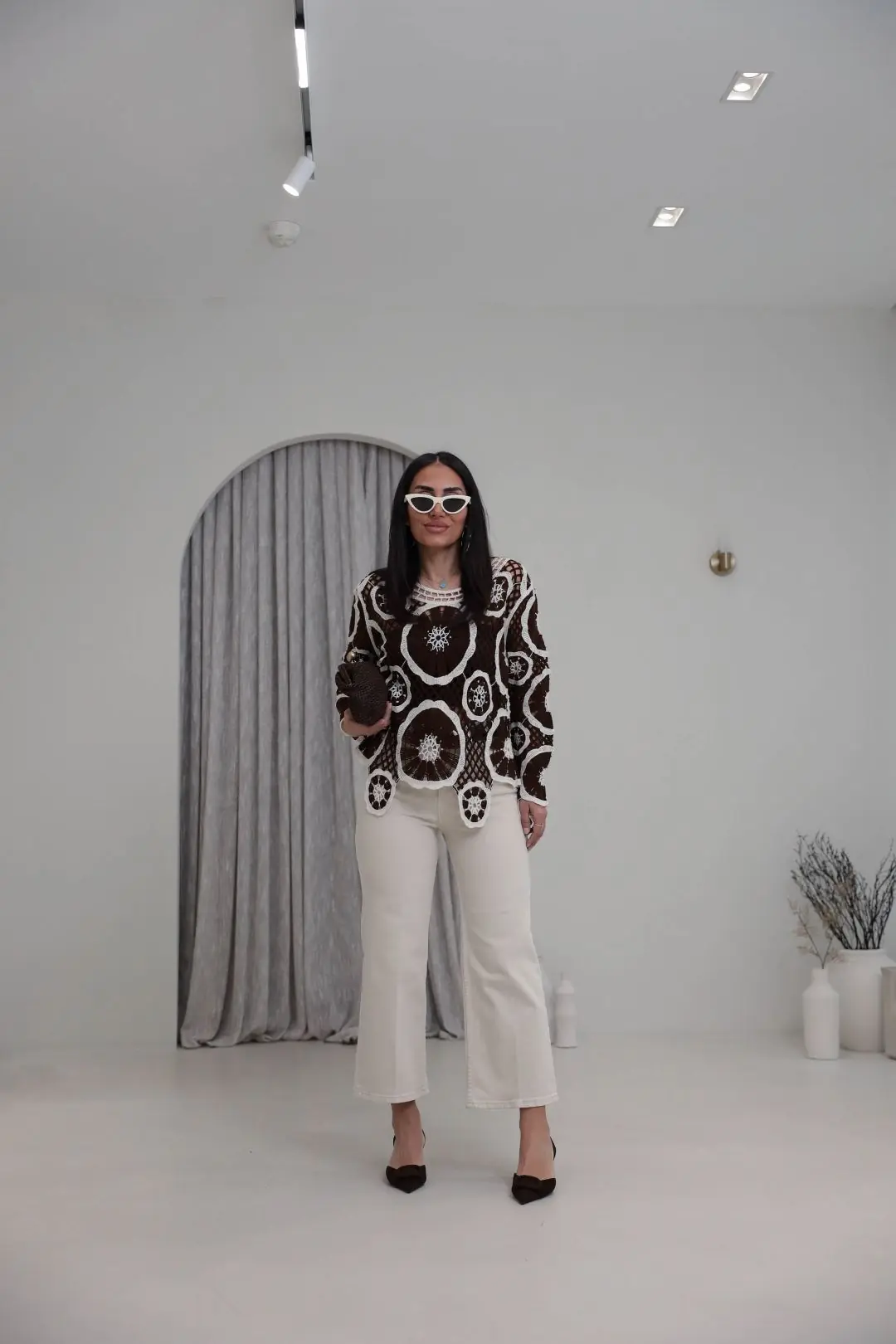 Kemerli Yüksek Bel Culotte Jean BEJ