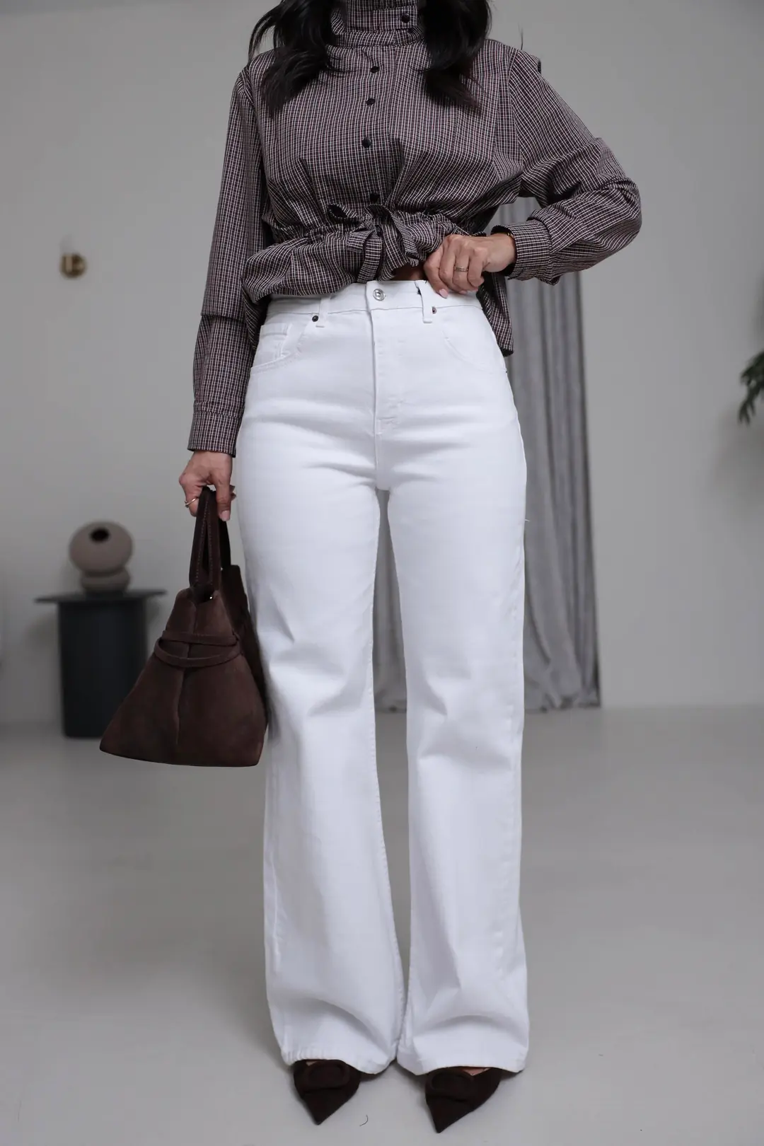 Yüksek Bel Wide Leg Jean BEYAZ