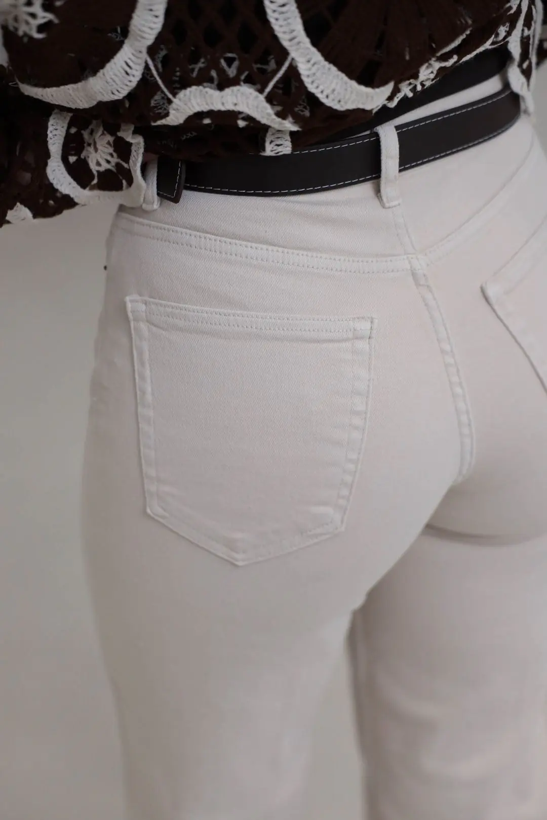 Kemerli Yüksek Bel Culotte Jean BEJ