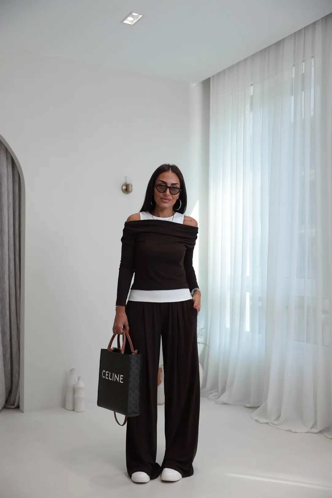 2779 Atlet Detaylı Dökümlü Bluz Pantolon Takım ACI KAHVE