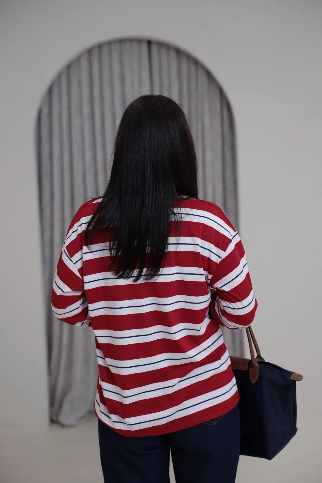 6357 Çizgi Detaylı Yumuşak Kumaş Sweatshirt KIRMIZI