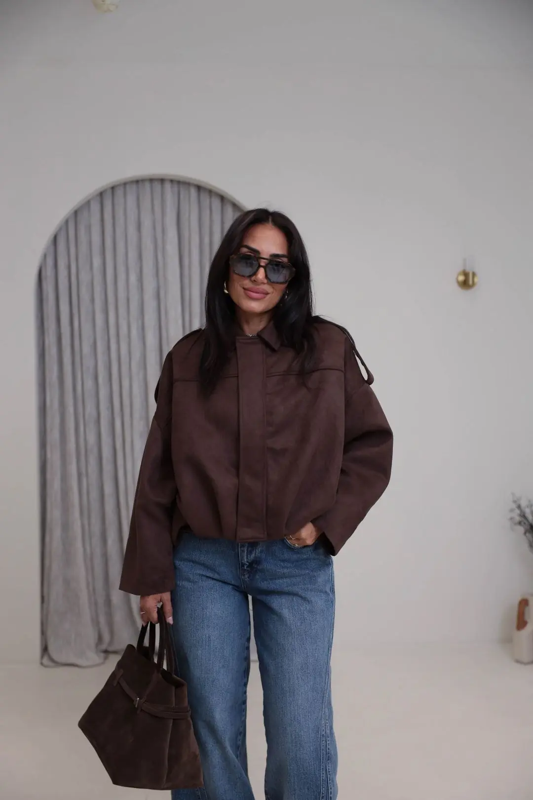 0563 Süet Kumaş Bomber Ceket ACI KAHVE