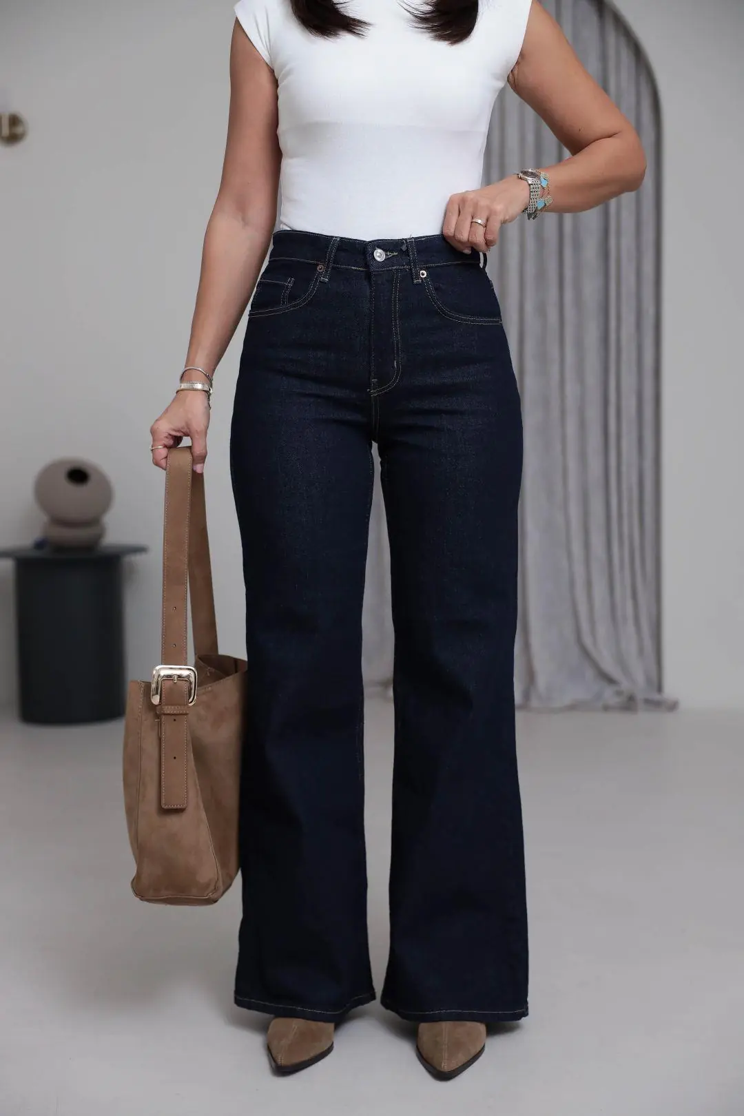 Yüksek Bel Wide Leg Jean LACİVERT