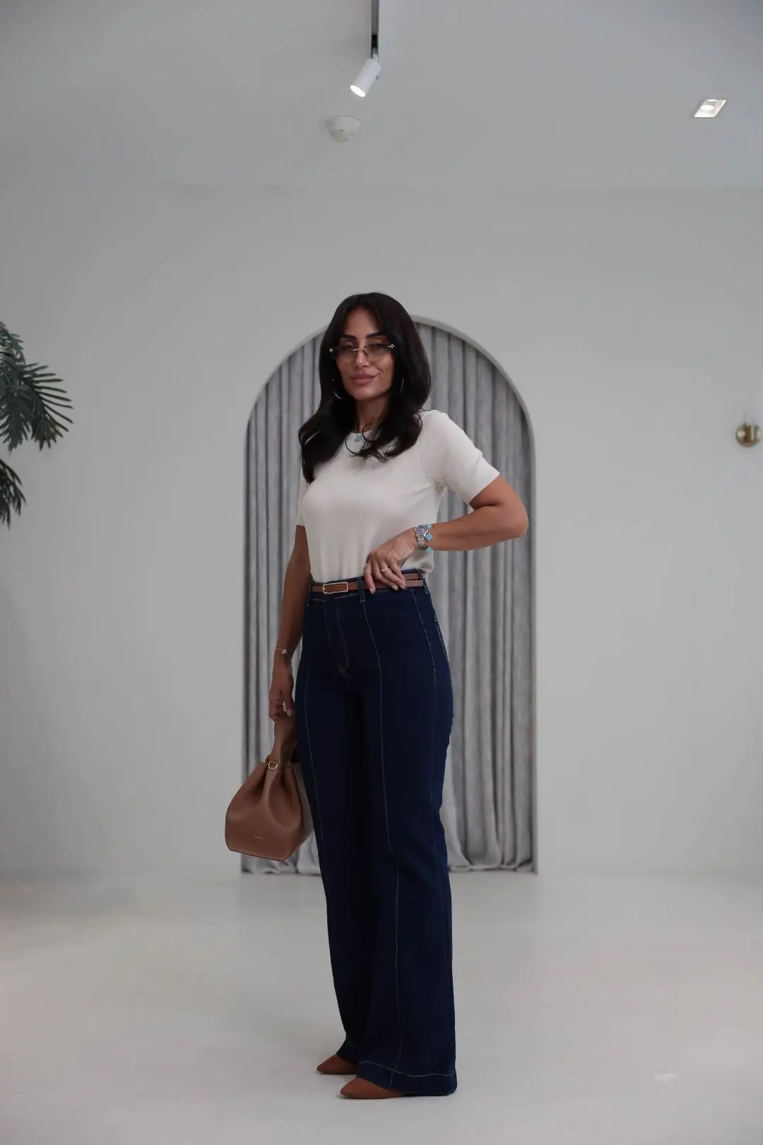 2628 Kemerli Önü Çimalı Denim Pantolon KOYU MAVİ