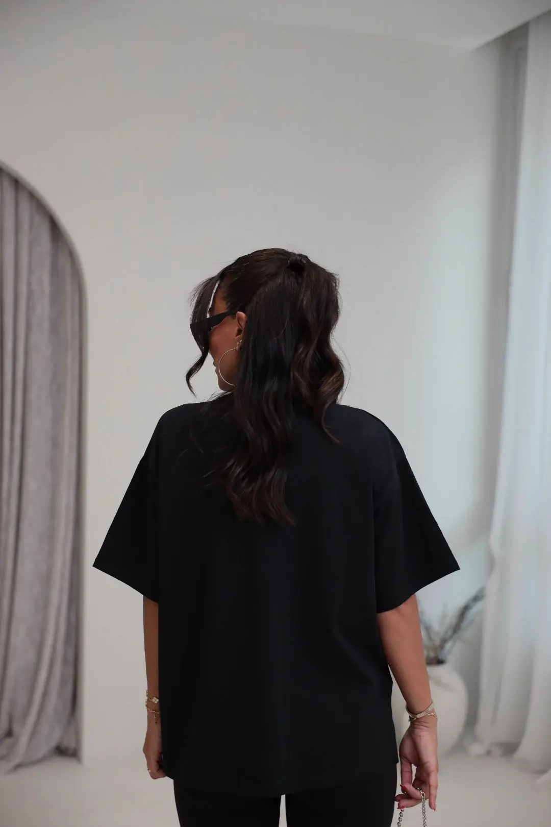 3300 Bisiklet Yaka Oversize Basic Coton Tshirt SİYAH