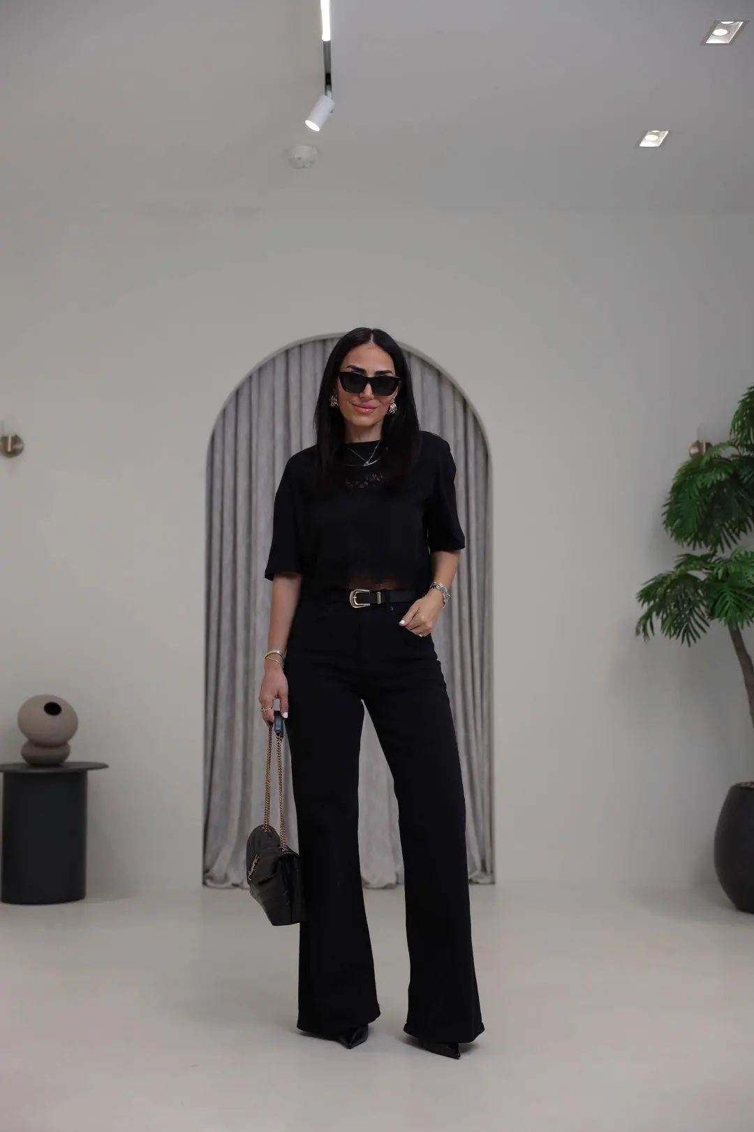 Yüksek Bel Wide Leg Jean KOYU SİYAH