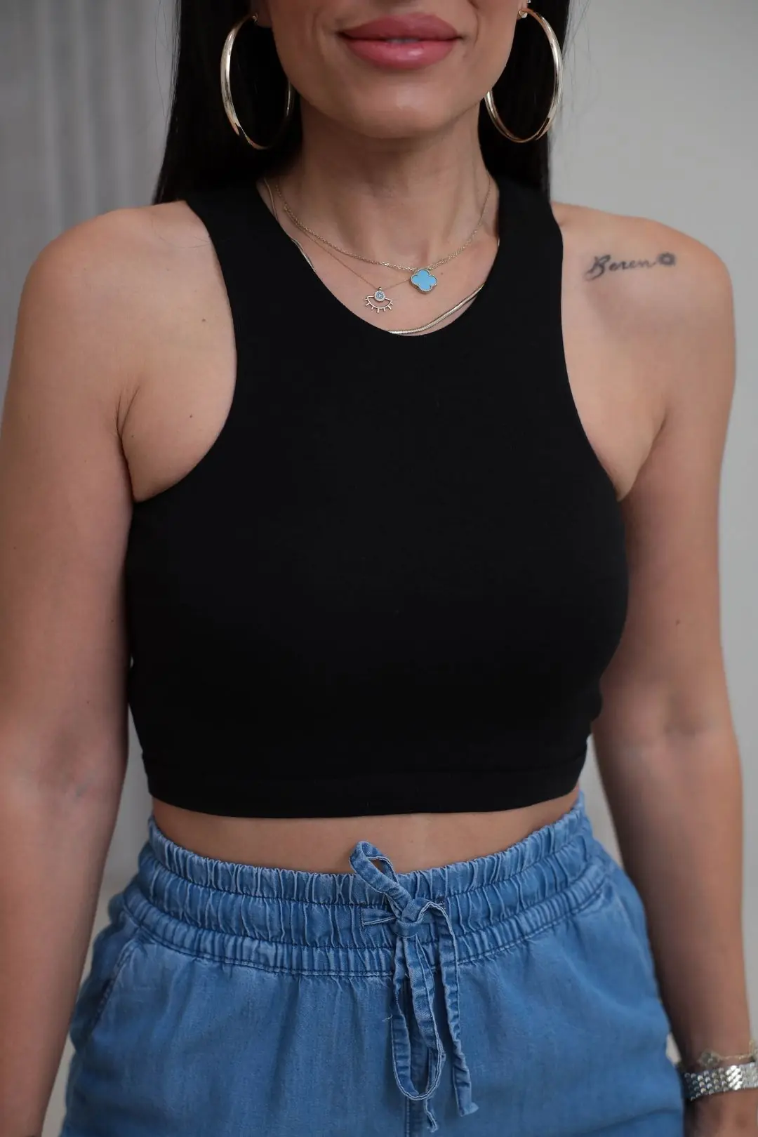2941 Kolsuz Liyosel Crop Atlet SİYAH