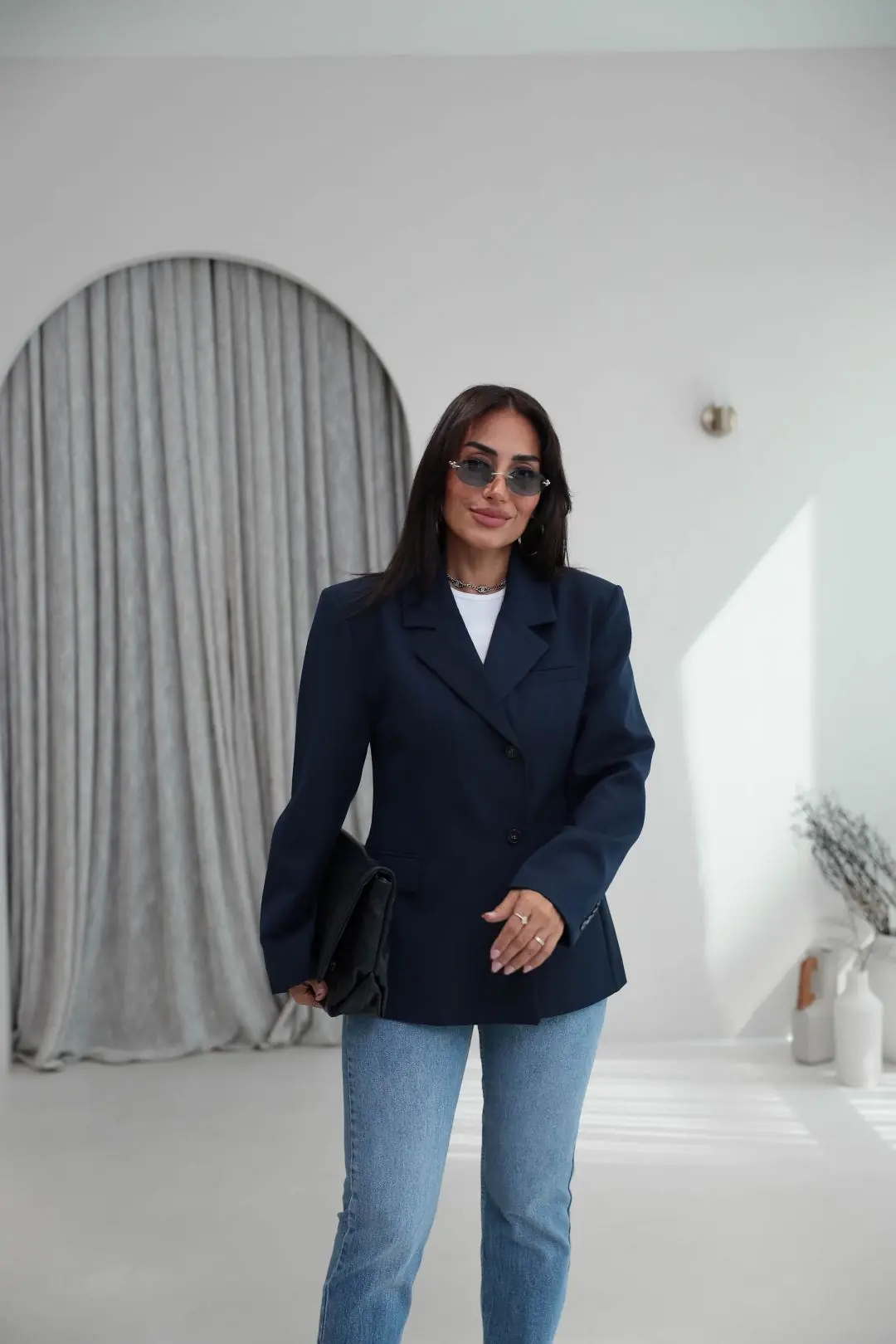 6344 Çift Düğmeli Cep Kapaklı Blazer Ceket LACİVERT