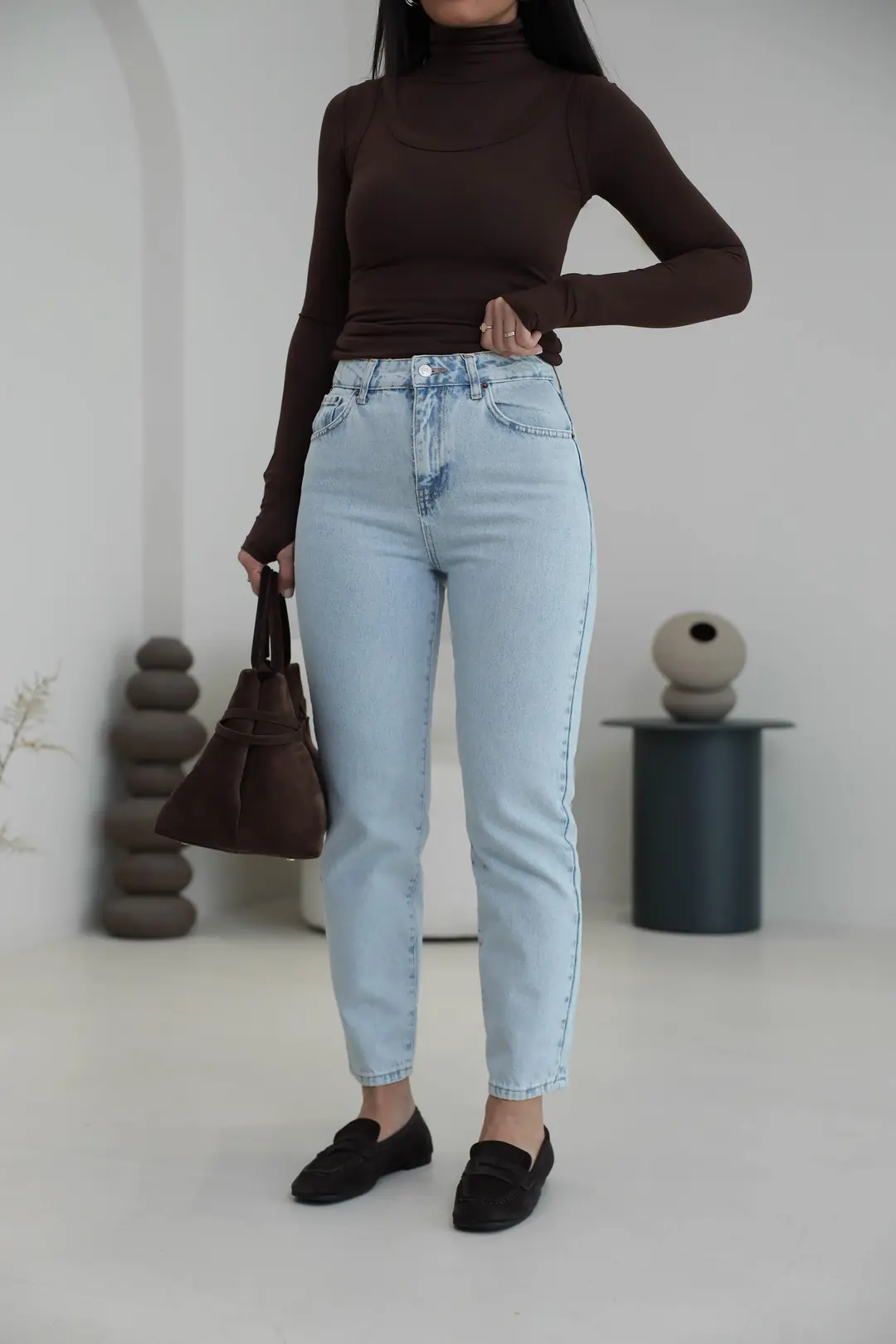 Orj İpkyl Mom Fit Jean BUZ MAVİ