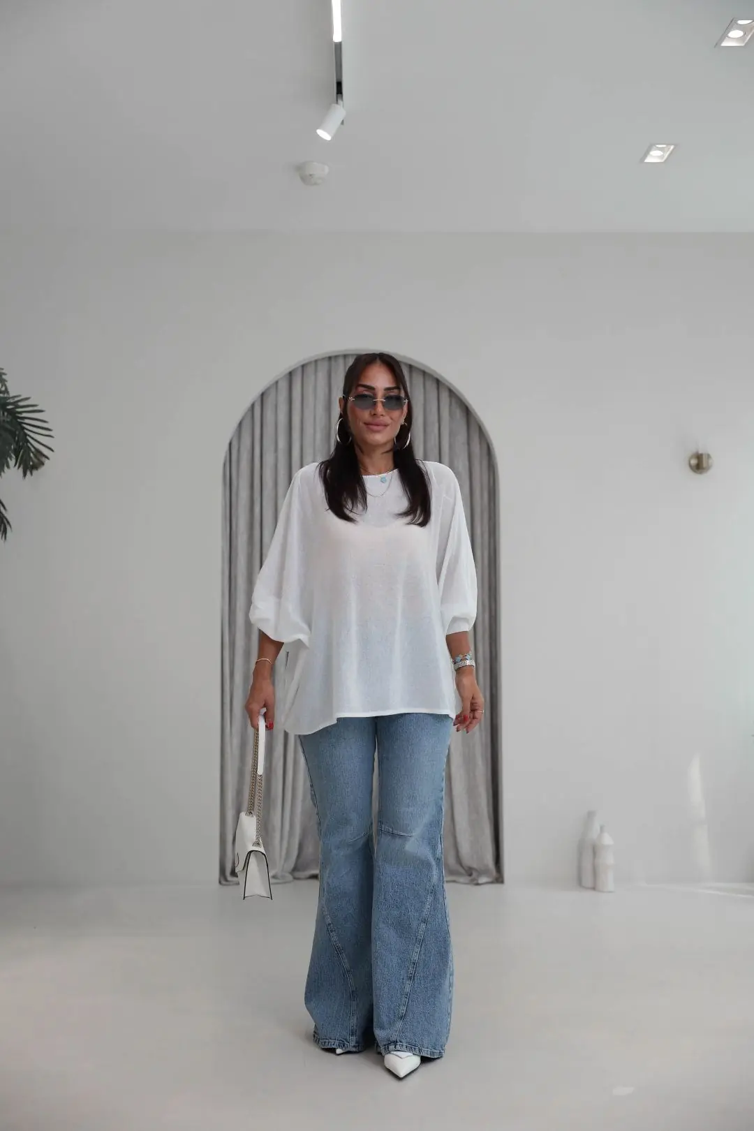 1057 Wide Leg Jean Pantolon MAVİ