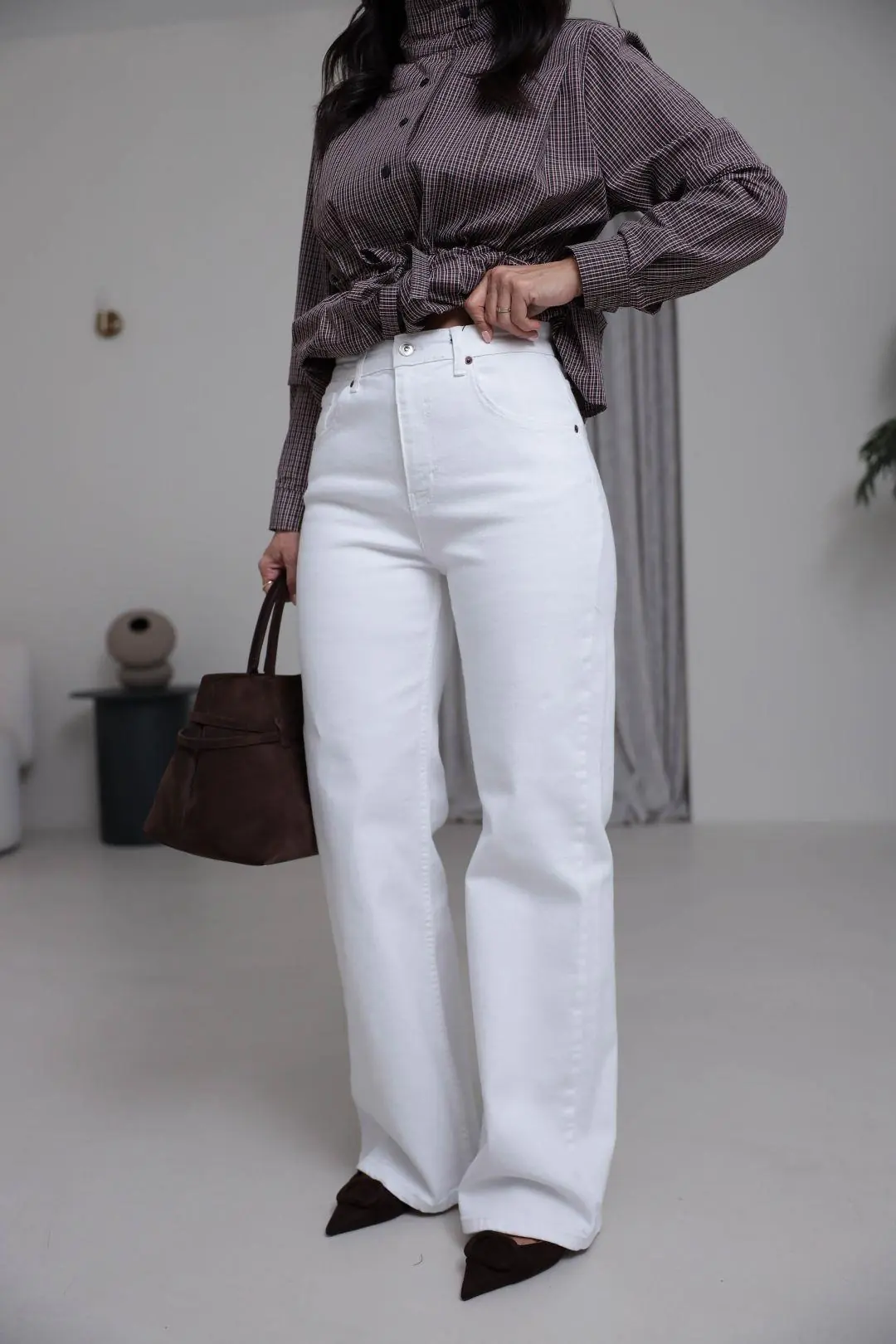 Yüksek Bel Wide Leg Jean BEYAZ