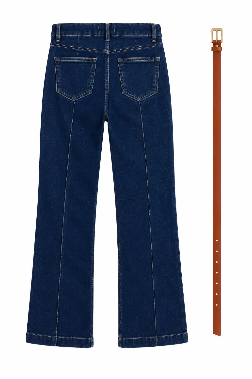 2628 Kemerli Önü Çimalı Denim Pantolon KOYU MAVİ
