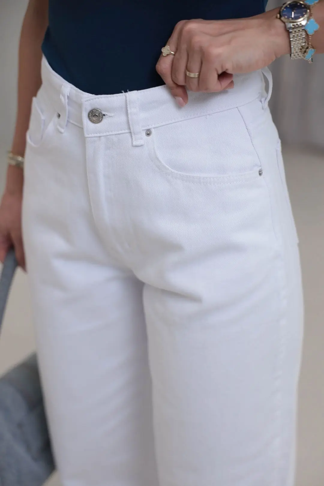 993 Rahat Kesim Barel Jean Pantolon BEYAZ