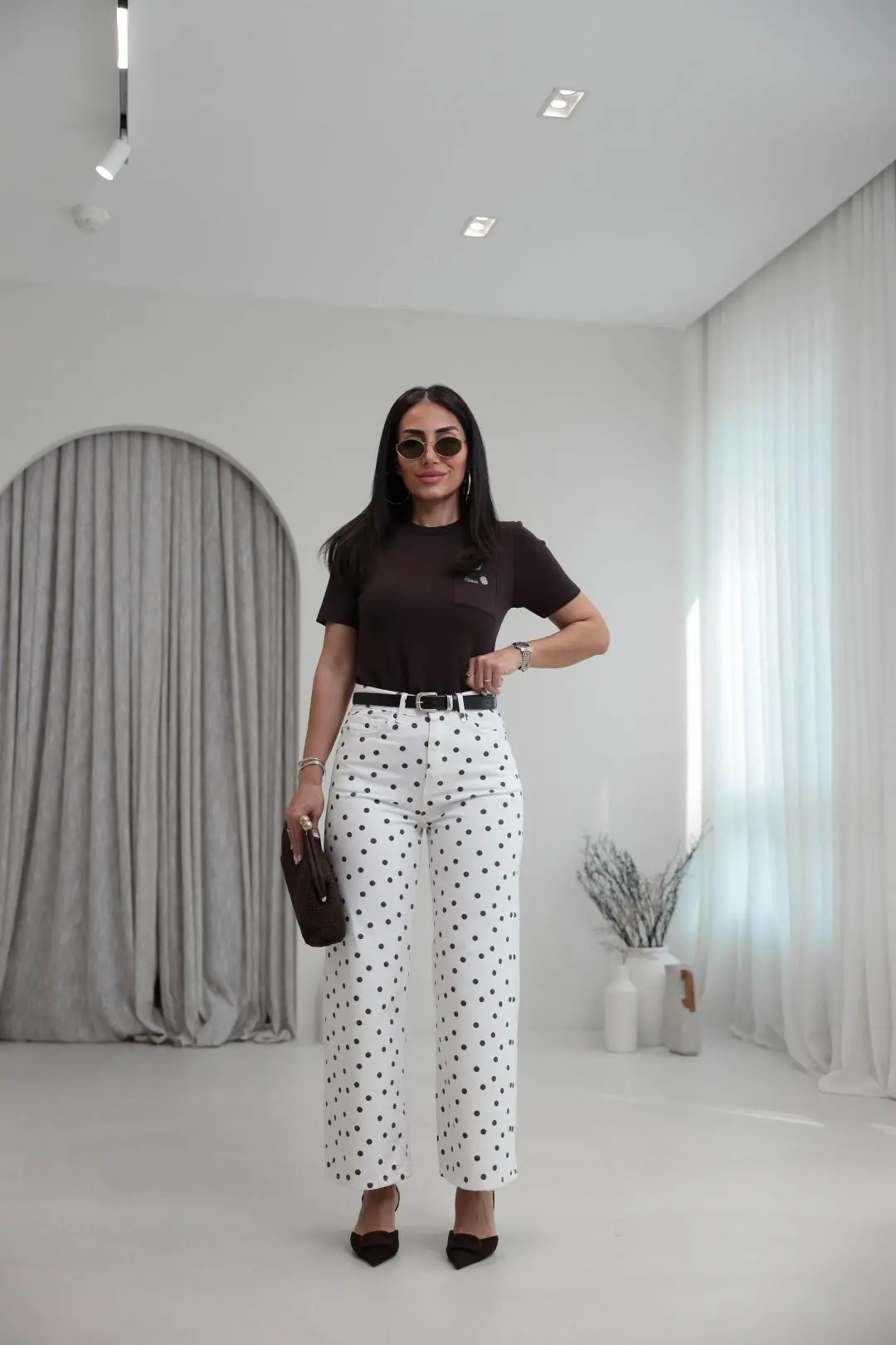 0640 Cebi Ayıcıklı Rayon Kumaş Bluz KAHVE