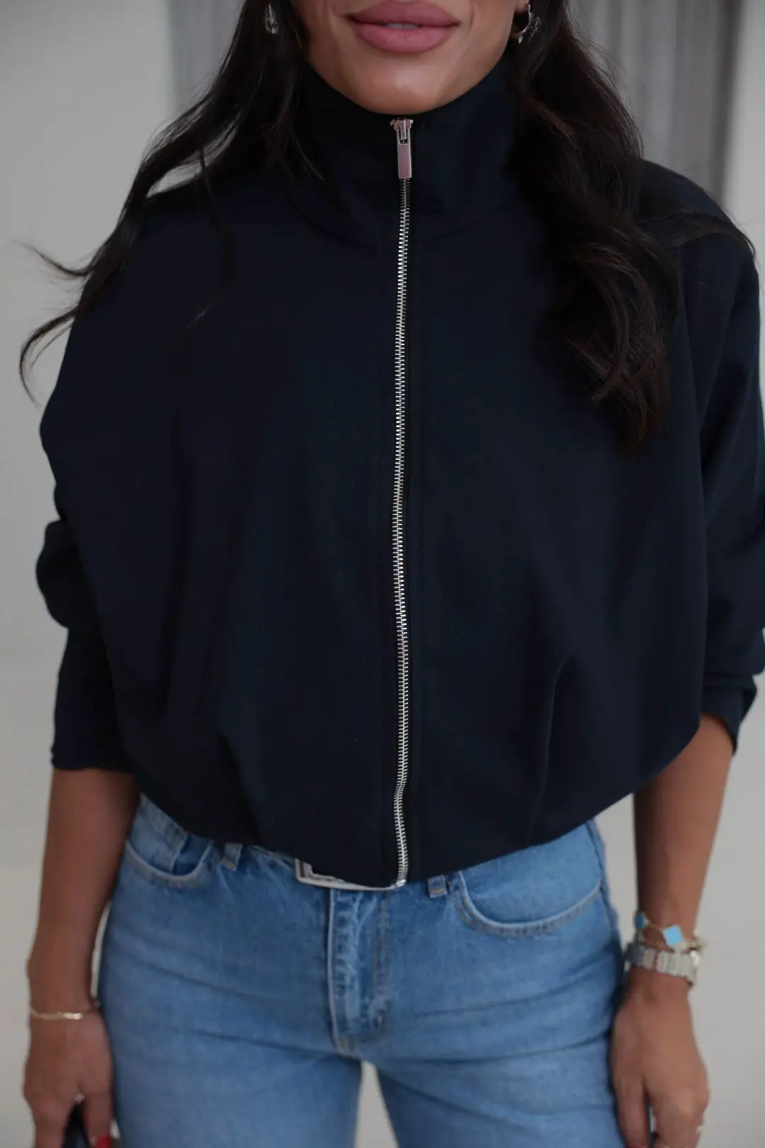 5819 Dik Yaka Bomber Ceket LACİVERT