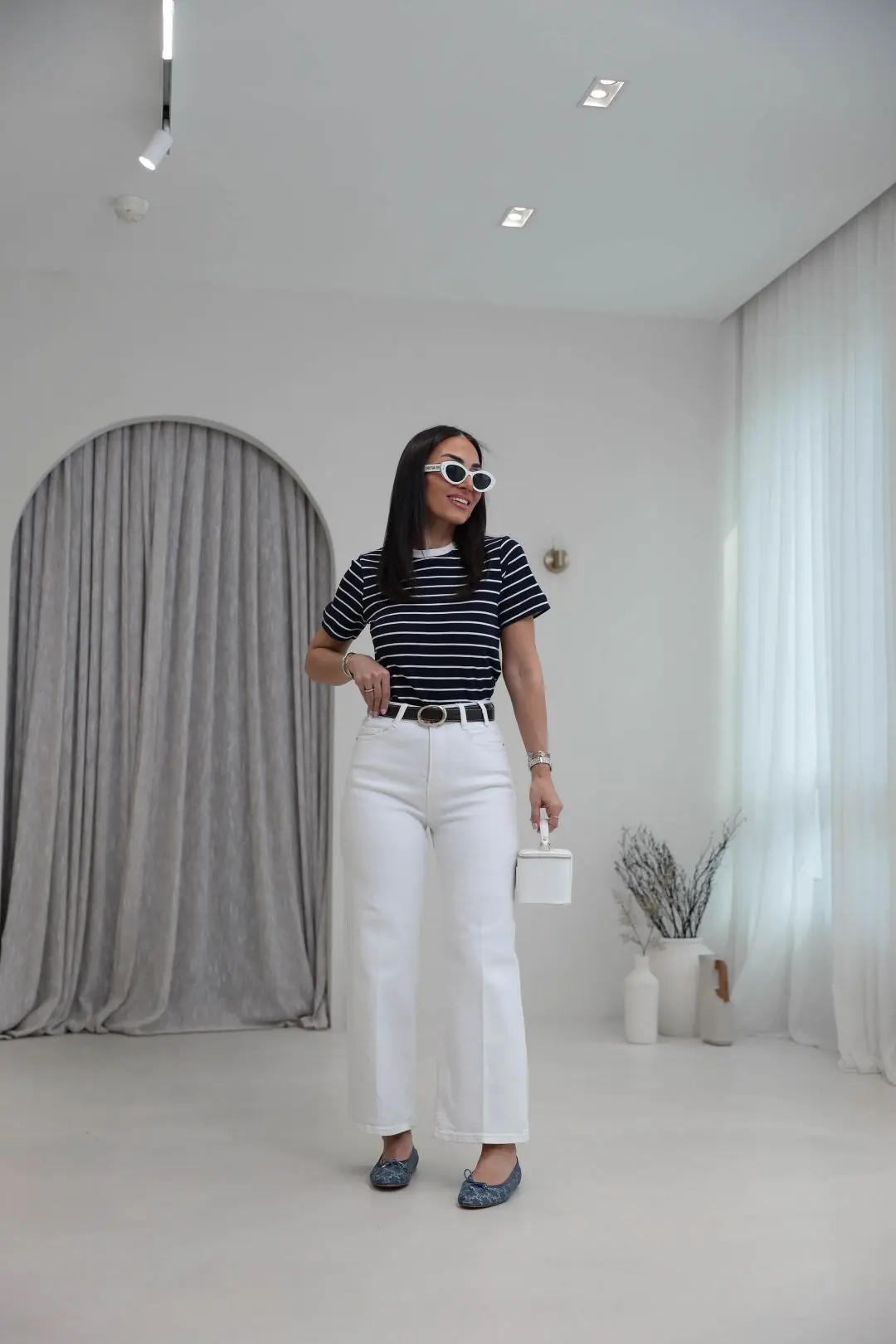 Kemerli Yüksek Bel Culotte Jean EKRU
