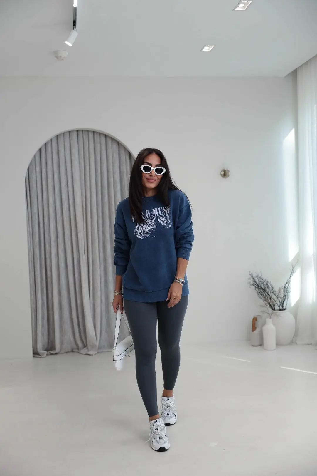 9106 Kaplan Baskılı Ribanalı İki İplik Sweatshirt LACİVERT