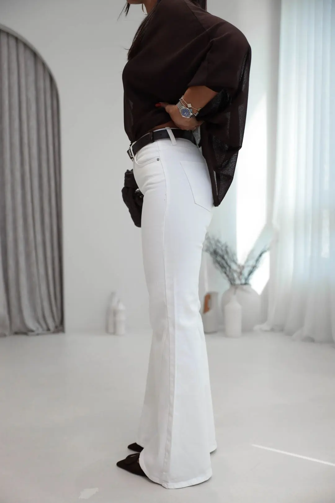 1057 Wide Leg Jean Pantolon EKRU