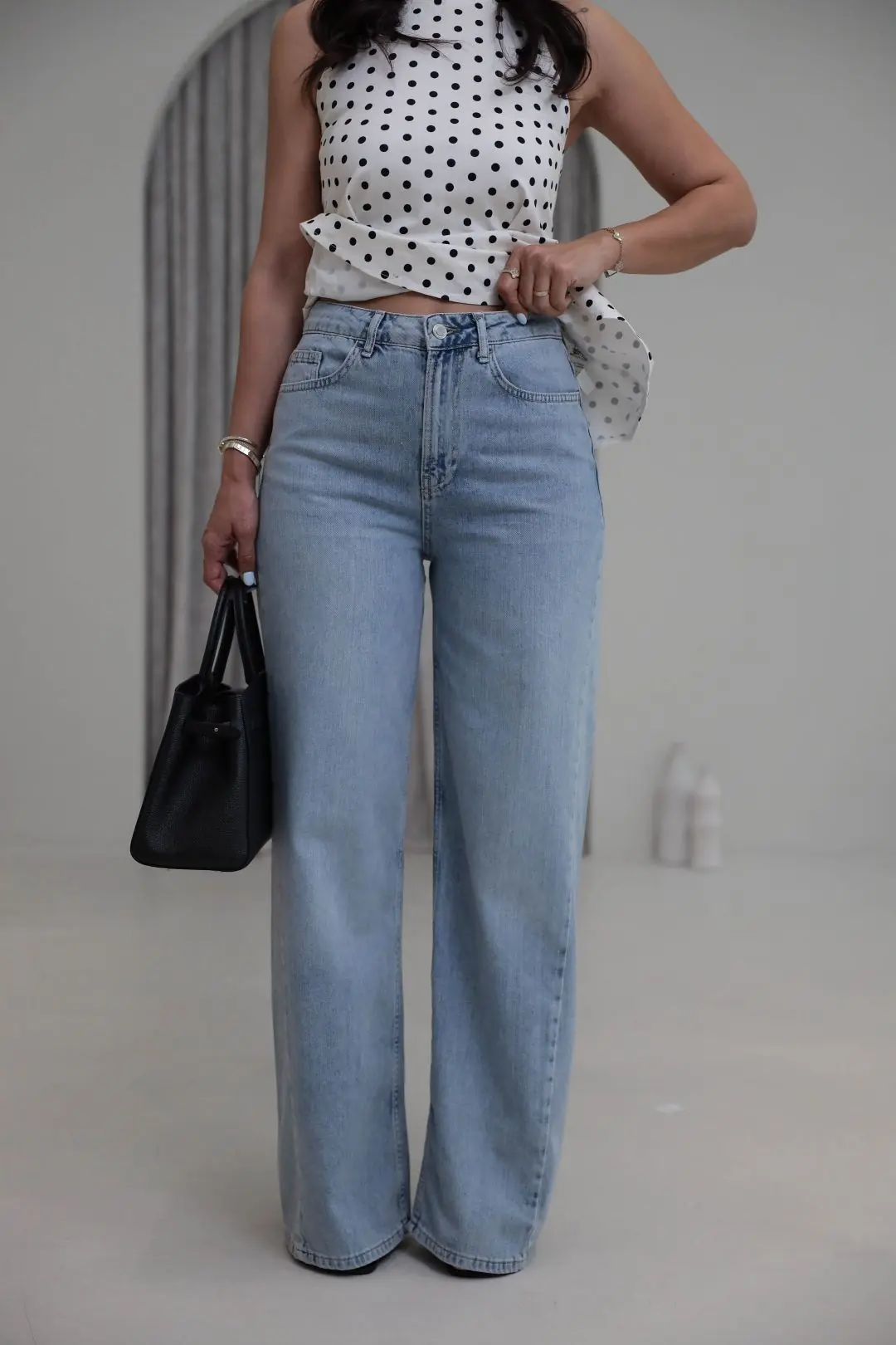 6823 Tencel Denim Bol Kalıp Pantolon AÇIK MAVİ