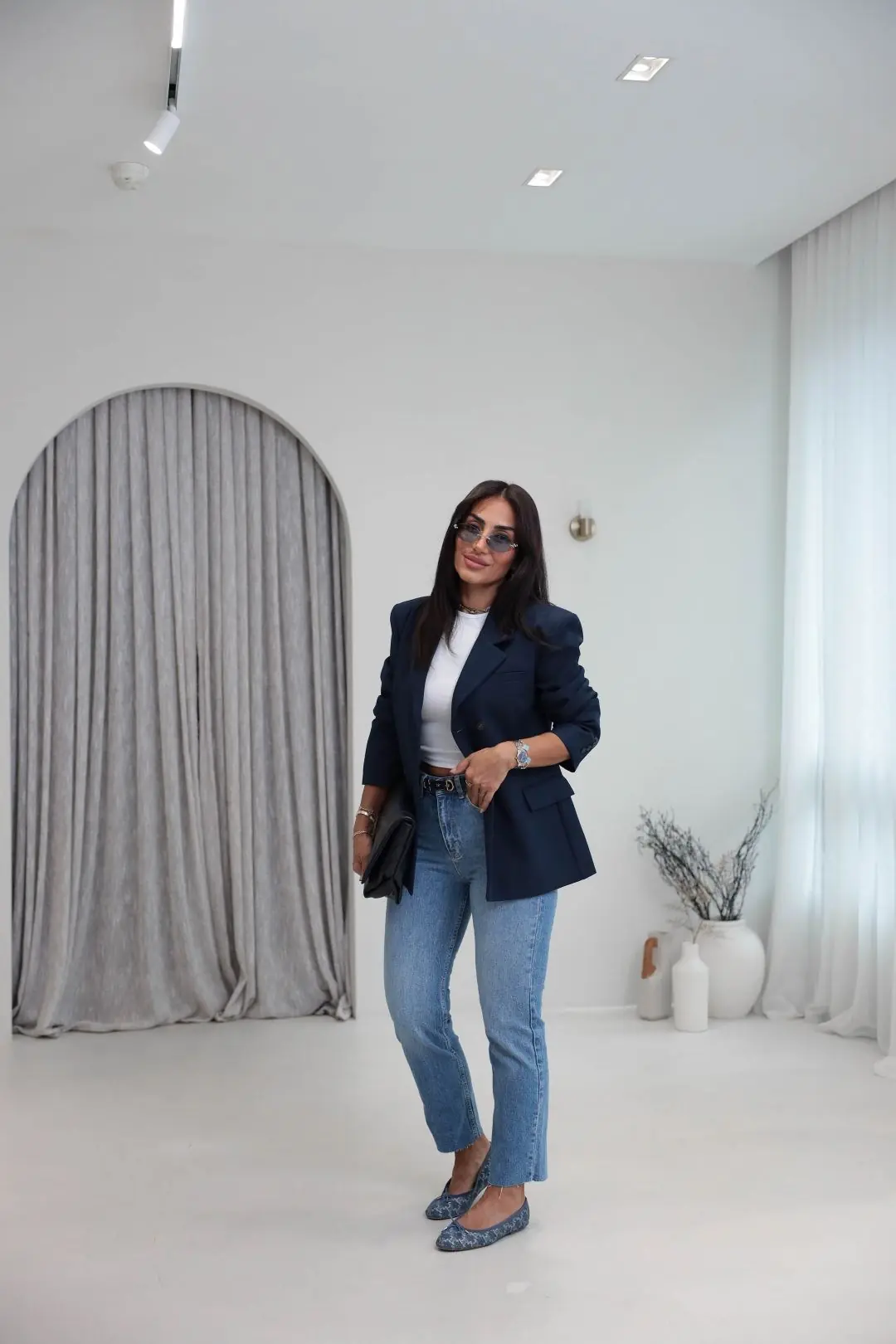 6344 Çift Düğmeli Cep Kapaklı Blazer Ceket LACİVERT