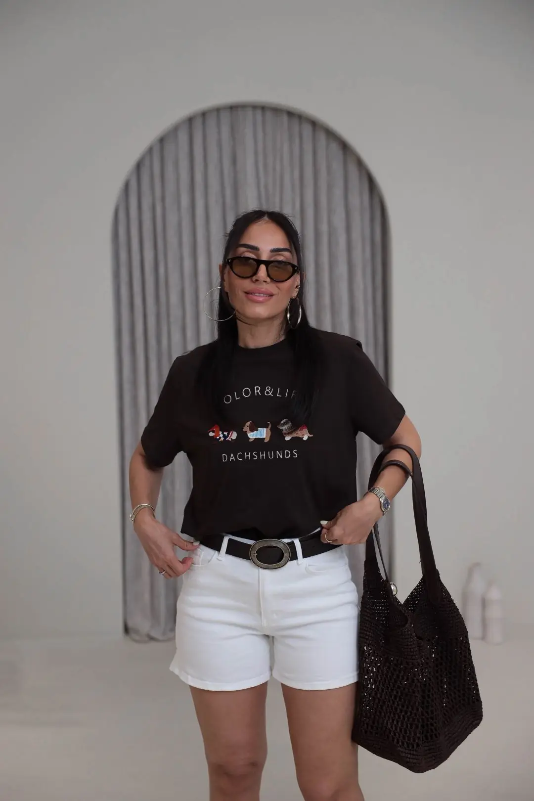 0424 Likralı Klasik Mom Kot Şort BEYAZ - BEYAZ
