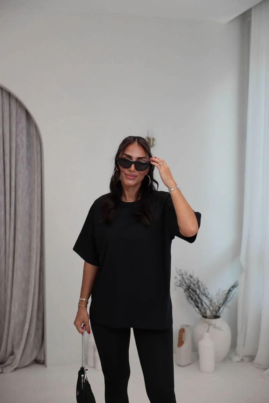 3300 Bisiklet Yaka Oversize Basic Coton Tshirt SİYAH