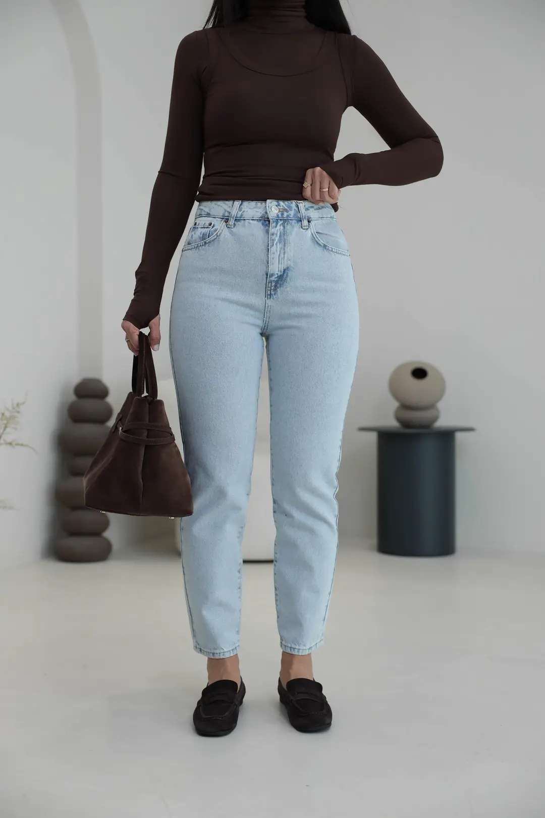 Orj İpkyl Mom Fit Jean BUZ MAVİ