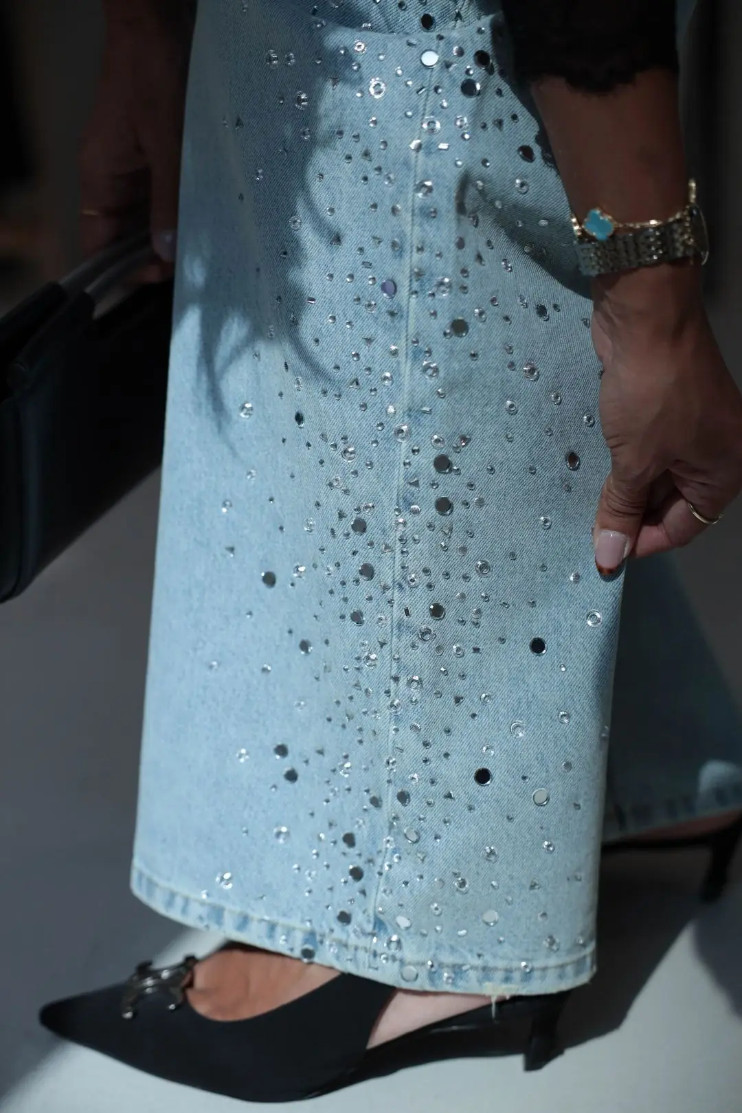 9119 Taş işlemeli Wide Leg jean AÇIK MAVİ
