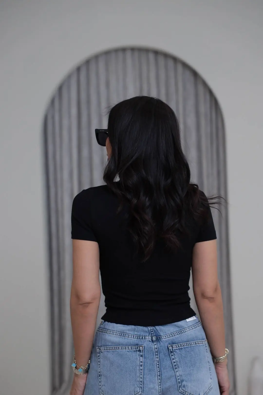 1704 Çıtçıt Düğmeli Kısa Kol Modal Tshirt SİYAH