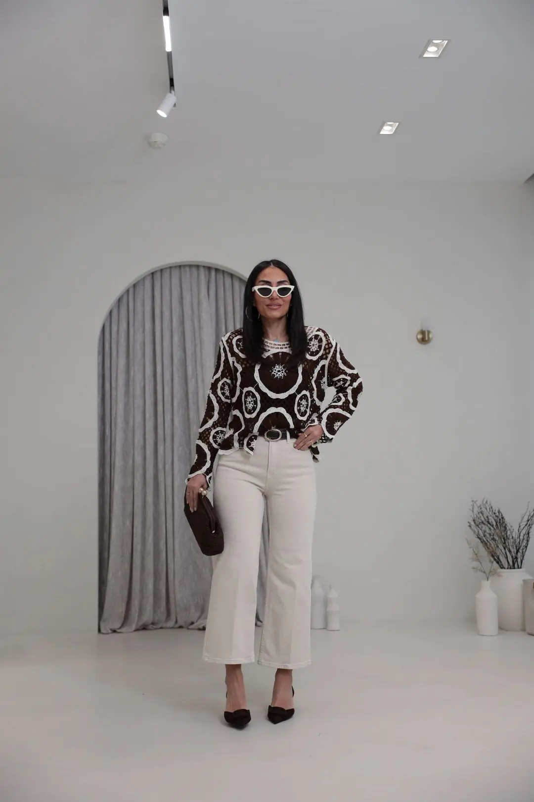 Kemerli Yüksek Bel Culotte Jean BEJ