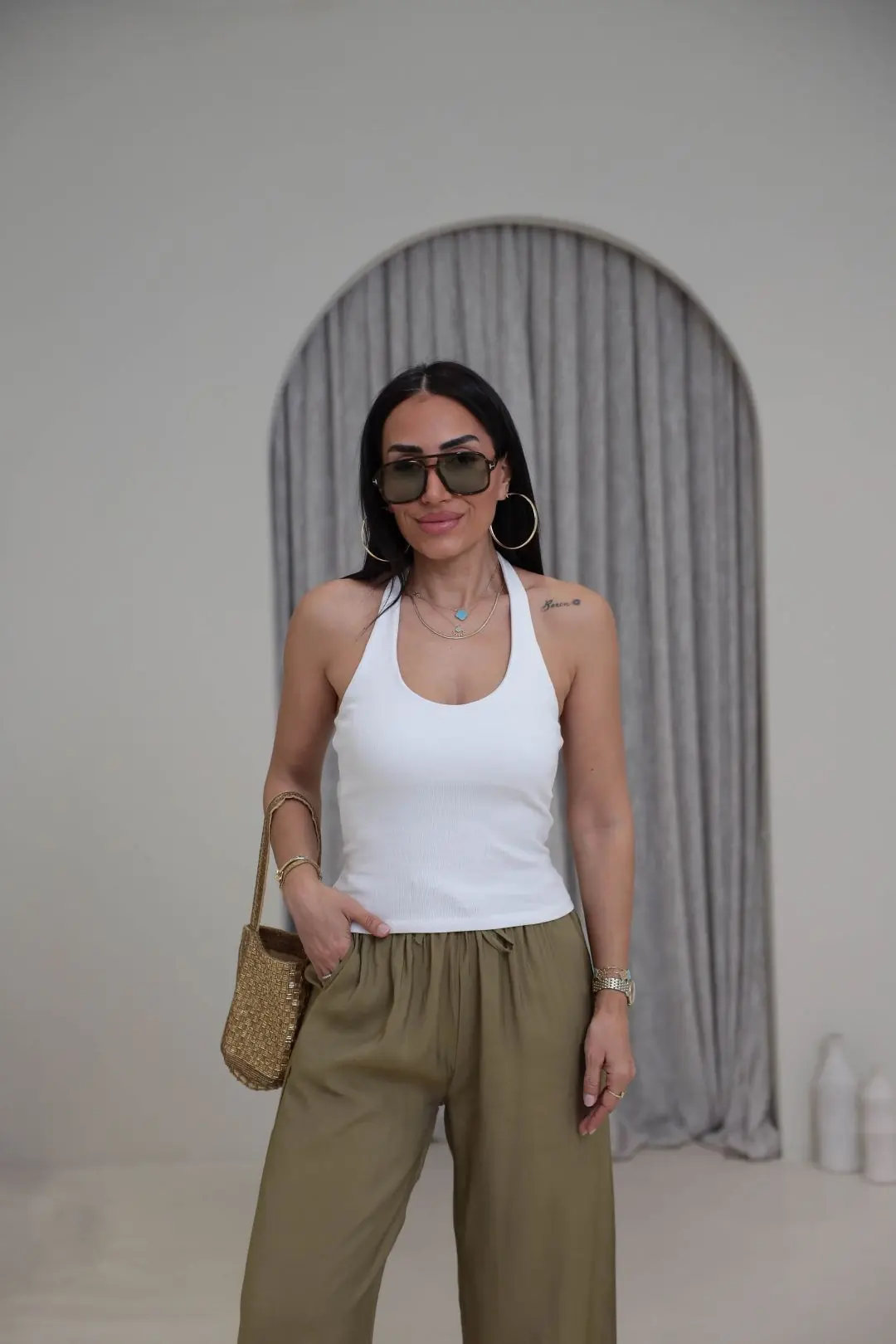 1052 Boyundan Geçmeli Pamuklu Top BEYAZ