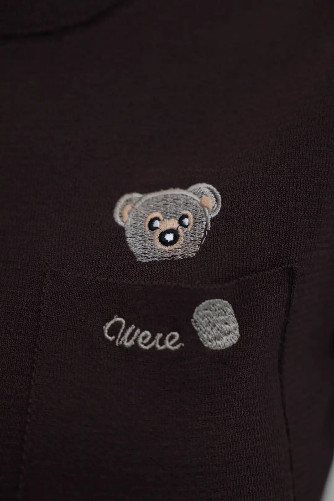 0640 Cebi Ayıcıklı Rayon Kumaş Bluz KAHVE