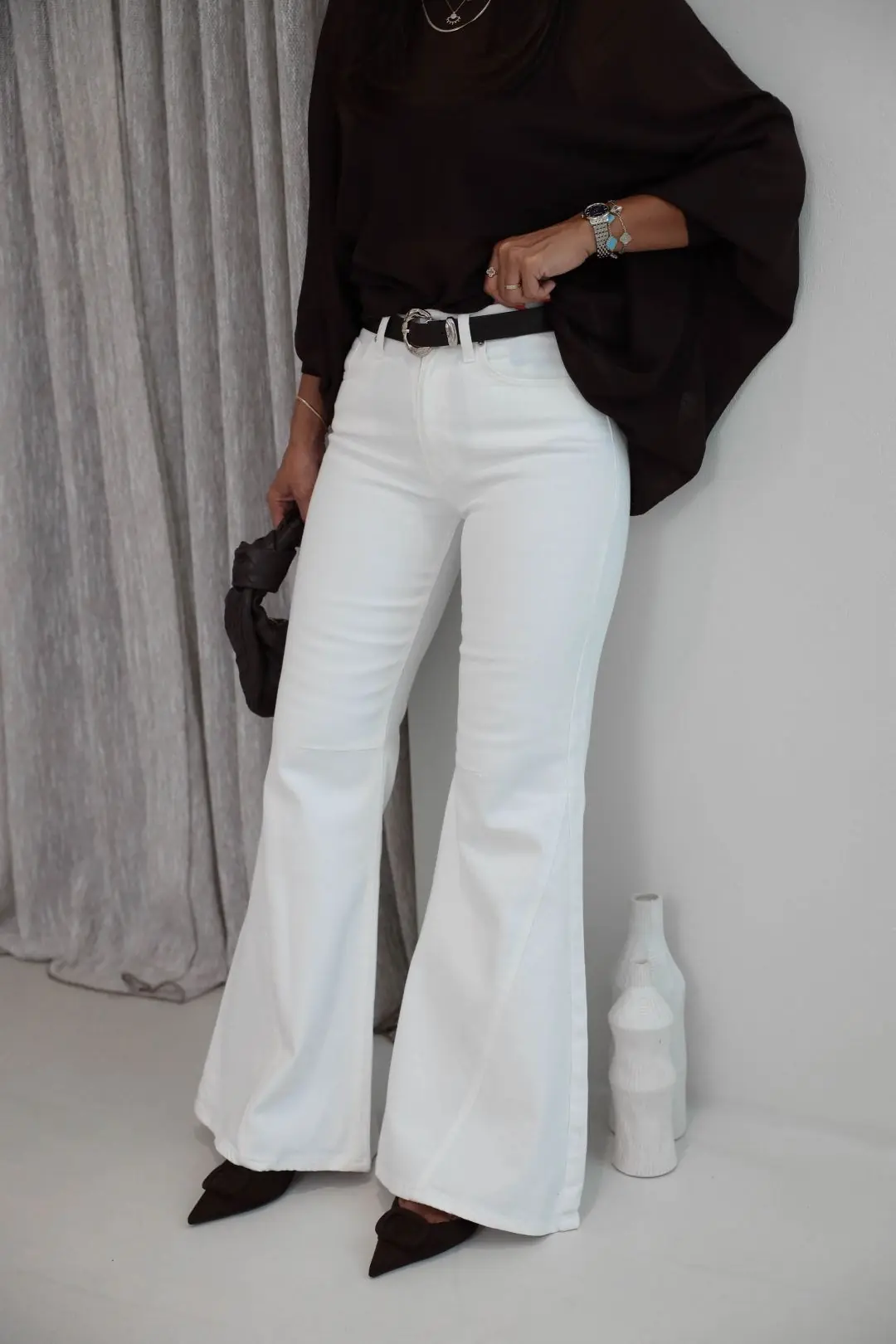 1057 Wide Leg Jean Pantolon EKRU