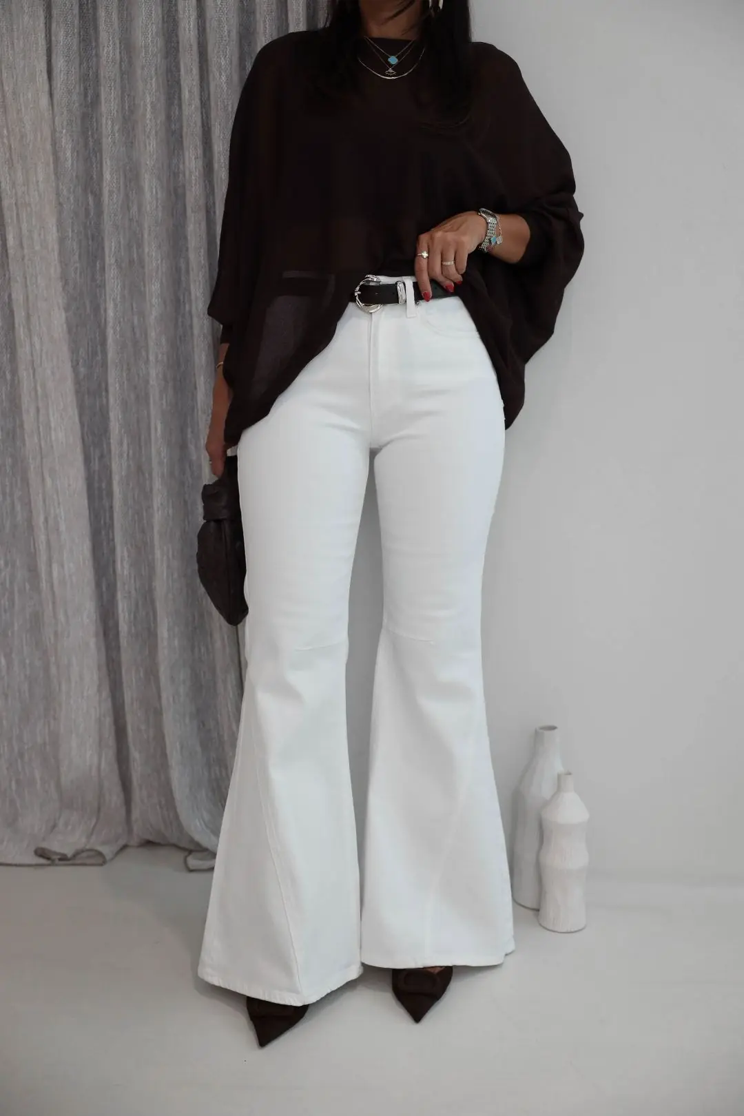 1057 Wide Leg Jean Pantolon EKRU