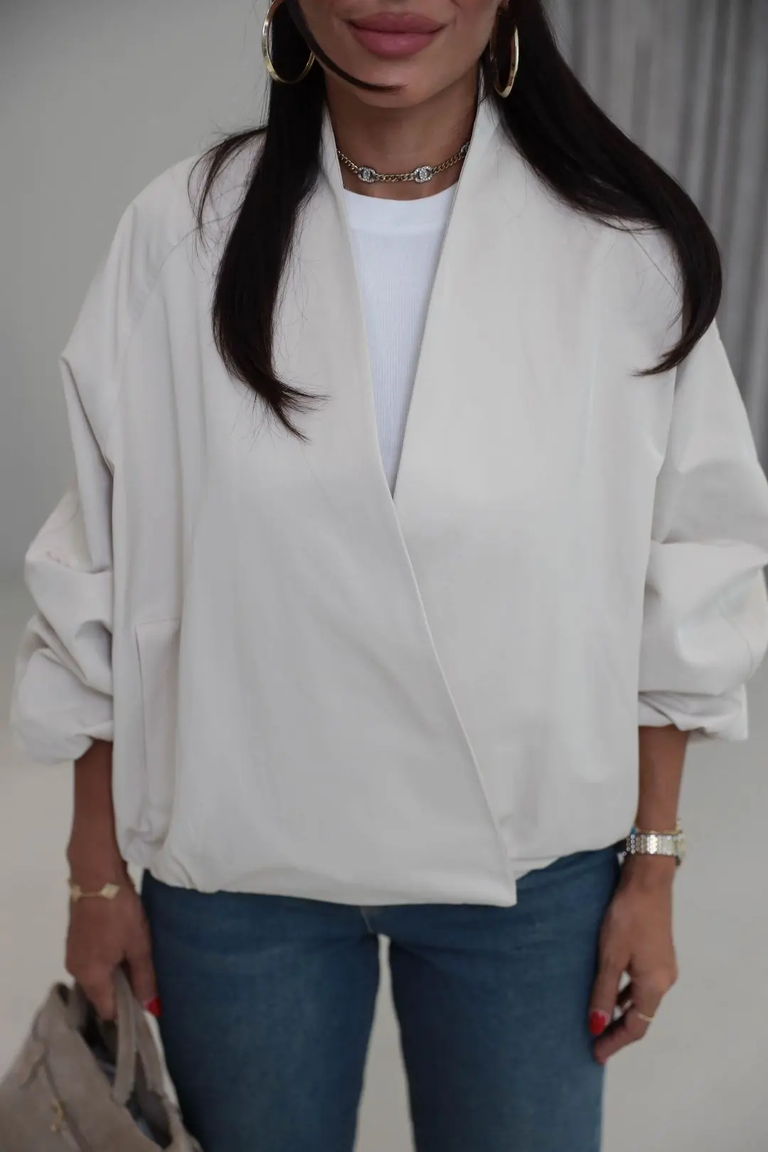 9760 Kruvaze Yaka Bel Lastikli Bomber TAŞ