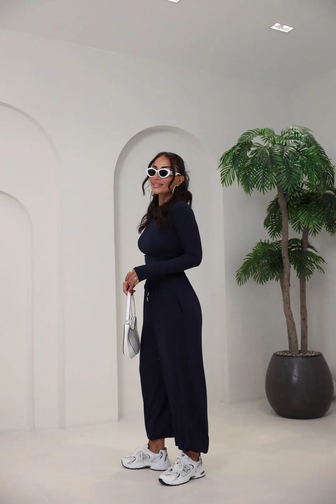 4289 Modal Drape Detaylı Şalvar Kesimli Bluz Pantolon Takım LACİVERT